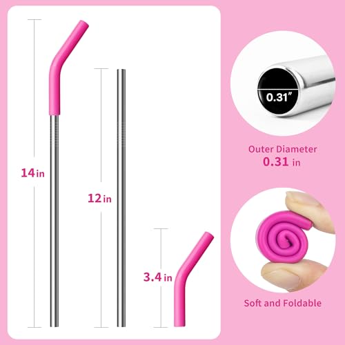 Image of Metal Straw for Stanley 40 oz Cup,Stainless Steel Replacement Straw with Silicone Tips for 40 oz Simple Modern, Meoky, Owala Tumbler, 1 Portable Bag