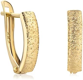 14 Carat 585 Gold Matt Hoop Earrings Yellow Gold Earrings - SIT41