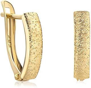 14 Carat 585 Gold Matt Hoop Earrings Yellow Gold Earrings - SIT41