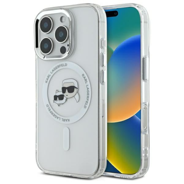 CG MOBILE Karl Lagerfeld KLHMP14XHLSKCH Coque pour iPhone 14 Pro Max 6,7" Blanc Coque rigide IML Metal Karl & Choupette Head