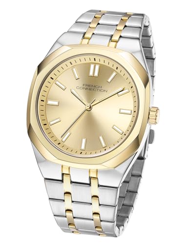 Image of French Connection Lumiere | Analog Display | Gold Dial | Silver Stainless Steel Strap | Watch for Men - FCU16TM