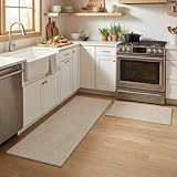 Picture of GRANNY SAYS Kitchen Mats for Floor, Kitchen Rugs Sets of 2 Non Slip Washable, Absorbent Kitchen Runner Rugs, 17×30 + 17×59 Anti Fatigue Kitchen Floor Mat 2 Piece with Rubber Backing, Tan