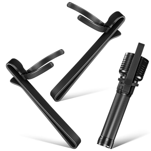 Amosfun Lot de 2 Clips Métalliques Noirs pour Lampe Stylo Installation Rapide et Mâchoire Réglable, Accessoires Pratiques pour Activités Extérieures Multiples