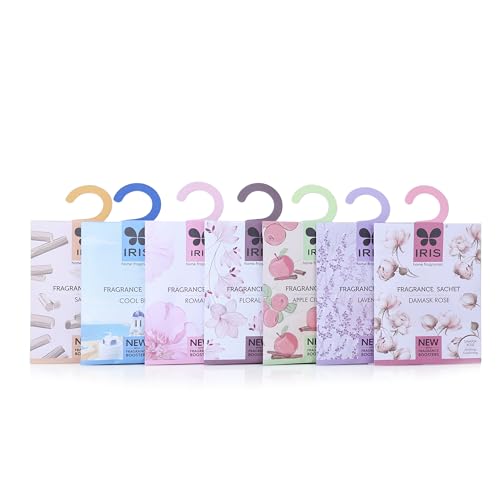 Iris Homefragrances Set of 7 Fragrance Sachet -Sandal, Coolblue, Floral Musk, Romance, Lavender, Apple Cinnamon and Damask Rose