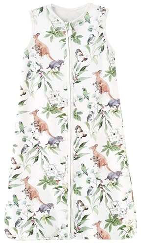 Chilsuessy Baby Sleeping Bag for Summer 100% Cotton 0.5 Tog, Infant Sleeping Bag Unisex Wearable Blanket Sleeping Sack for Toddler, Dream Forest, 90cm/1-2 T