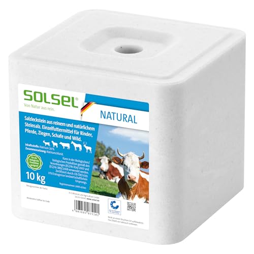 Solsel Leckstein Natur 30kg | 3 x 10kg Natürliche Mineralstoffquelle für Pferde Rinder Ziegen Wild Schafe | Ohne künstliche Zusätze | Für Stall und Weide
