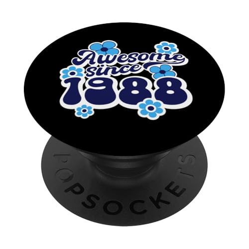 Awesome Since 1988 37th Birthday Hippie Retro Born In 1988 PopSockets PopGrip Adhesivo