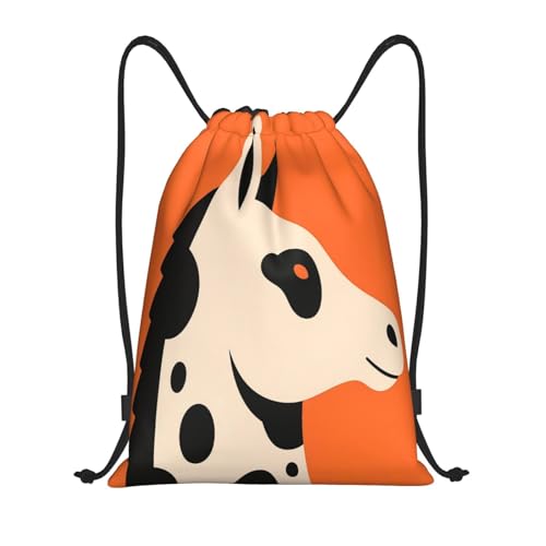 Funny Horse Orange Drawstring Bag Dance Yoga Bag