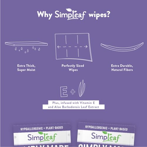 Simpleaf Flushable Lavender Single Pack Wet Wipes | Paraben & Alcohol Free | Hypoallergenic & Safe for Sensitive Skin | Soothing Aloe Vera Formula | (30 x 6 Single Pack Wipes) 180 Count Total by Simpleaf - Used condition - Image 5