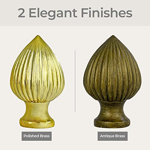 Image of Royal Designs, Inc. Ribbed Pear Finial for Lamp Shade, Antique Brass - Pack of 2