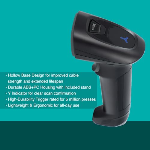 Image of FINGERS 2D-QuickScan W18 Wired Barcode Scanner Bundled with Stand (Quick Scan & CMOS Image Technology, 1D & 2D Codes, Simple Plug-n-Play, Compatible with Windows, macOS, Android, Linux)