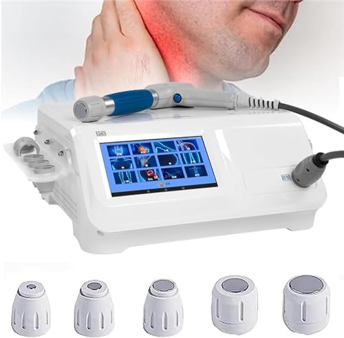 Macchina for terapia ad onde d'urto ED, macchina for onde d'urto for massaggiatore muscolare del corpo, con 5 testine massaggianti, massaggiatore for alleviare il dolore muscolare for il trattamento d
