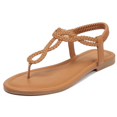 Image of zeetoo Women's Flat Sandals Summer T-StrapThong Bohemian Casual Comfortable Dressy Sandals for Women