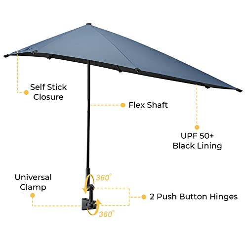 G4Free Adjustable Beach Umbrella XL with Universal Clamp Shaft for Chair, Golf Cart, Stroller, Bleacher, Patio (Dark Blue) - Image 3