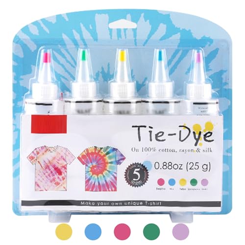 SEAFRONT Kit de Teñido Anudado para Adultos, Juego de Tinte para Tela con 5 Colores y Accesorios para Proyectos de Bricolaje, Ideal para Camisetas, Bufandas y Más