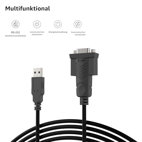 BENFEI USB auf RS232 Seriell Kabel mit Nuss 1,8M, Seriell USB auf RS-232 (9 Pin) DB9 mit PL2303 Prolific Chipsatz, Kompatibel fur Windows 11/10/8.1/8/7, Mac OS X 10.6 und höher (NOT VGA)
