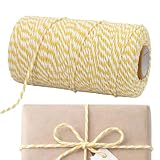 Zunetsutock Filo di cotone per pasticceria, decorativo, giallo, da 2 mm e 100 m, per artigianato e imballaggi, decorazione per casa, cucina, ristorante, panetteria