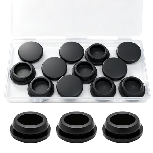 Image of 12PCS 25mm Black Rubber Plug, 1inch Silicone Plugs for Round Holes DD044-25B