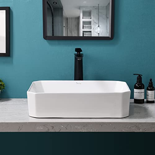 Davivy 19.7'' X 14.6'' Rectangle Vessel Sink With Pop Up Drain,Bathroom Vessel Sinks,Bathroom Sinks Above Counter,White Vessel Sink,Countertop Sink,Ceramic Vessel Sink,Sink Bowls For Bathroom #TOP2