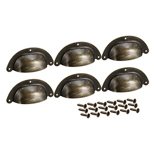 Uxcell Cup Pulls, Carbon Steel Shell Pull Handles Bronze Tone For Dresser Kitchen Cabinet Drawer, 3.9" Length 1.77" Width,6 Pack #TOP7