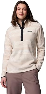 Columbia Womens Benton Springs Printed 1/2 Snap, Dark Stone Deschutes Days, Small