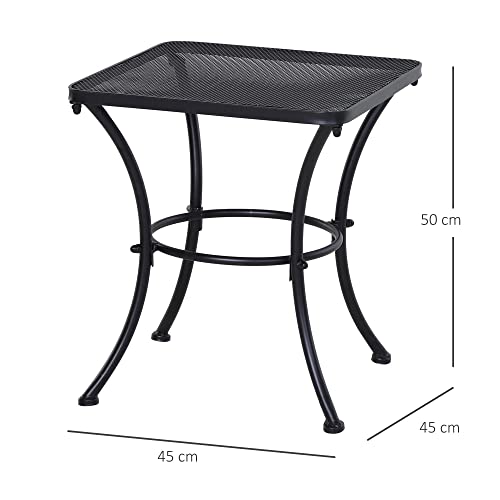 Table basse carrée de jardin Outsunny petite table d'appoint métal noir - 4