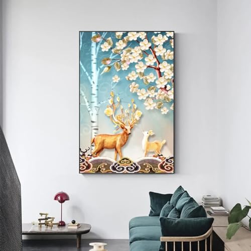 Œuvre d'art pour salon XBTYKPB, grande toile paysage de cerf 70x90cm pour habiller un mur vide