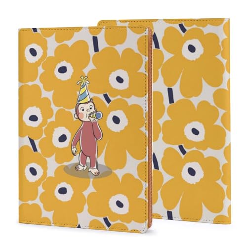 おさるのジョージ 花柄 ノートカバー 20.7×14.2×1cmサイズ PU 手帳カバー メモ帳カバー PUレザー 軽量 かわいい