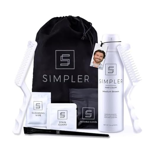 Simpler Hair Color Medium Brown Mustache and Beard Upgraded Brush Kit it with 3 Brushes Included for Precision Application - Gentle, Effortless 100% Gray Hair Coverage for Hair and Beard