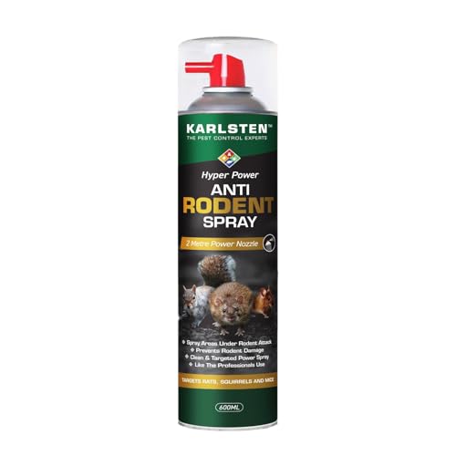 Karlsten Rat & Mouse Repellent Spray 600ml Powerful Peppermint Oil Rodent Pest Control Deterrent Spray Rat Repeller & Mouse Repellent with 2-Metre Precision Nozzle for Hard-to-Reach Areas