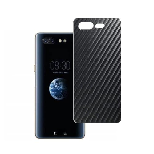 Vaxson 2 Unidades Protector de pantalla Posterior, compatible con ZTE Nubia X, Película Protectora Espalda Skin Cover - Fibra de Carbono Negro