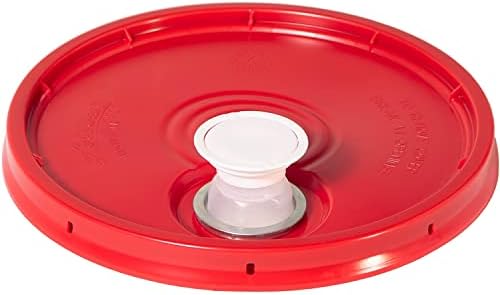 Meranti 5 Gallon Pail Lid with Pour Spout and Gasket | fits 3.5, 5, 6, 7 gallon buckets (1 Pack, Red)