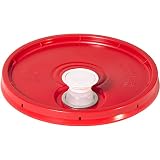 Meranti 5 Gallon Pail Lid with Pour Spout and Gasket | fits 3.5, 5, 6, 7 gallon buckets (1 Pack, Red