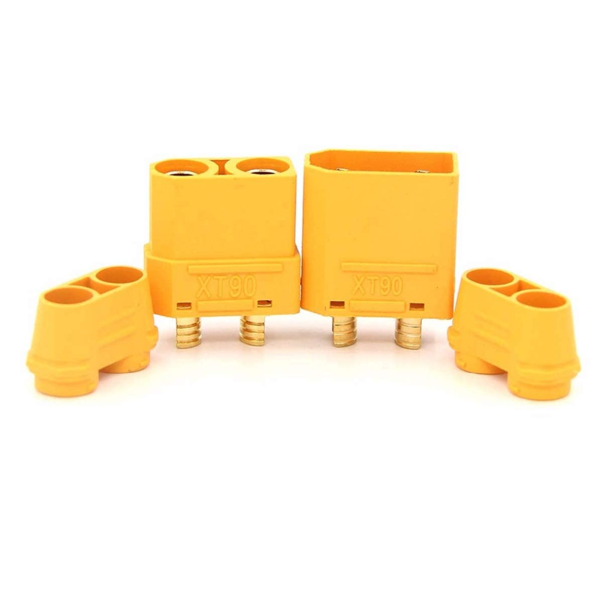 VUNIVERSUM Lot de 3 paires de connecteurs encastrables XT90E-M fiche XT90H avec capuchon en caoutchouc, vis pour batterie Lipo XT90 à courant élevé 2 broches anti-inversion de polarité