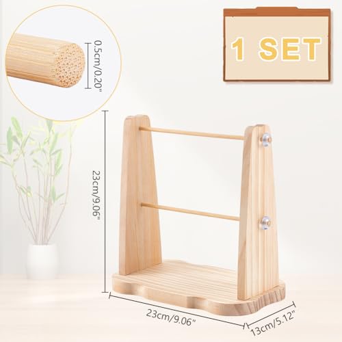 Image of PH PandaHall Wooden Crochet Yarn Holder Double Revolving Knitting Yarn Storage Handmade Yarn Spinner Portable Yarn Ball Holder Ribbon Holder for Wreath Mesh Crochet Thread Sewing Craft Yarn Tool Spool