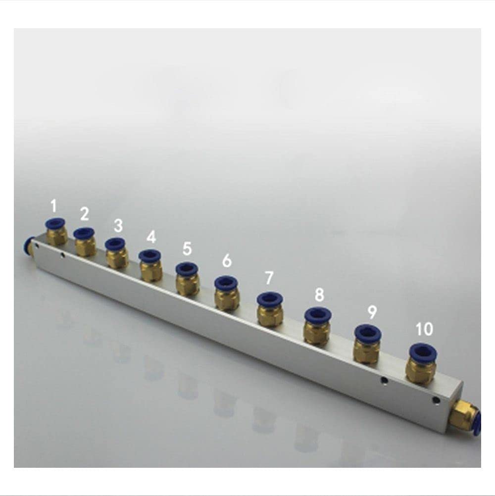 DIYNoLab A Kit Push Fit 8mm 10 Way Pneumatic Air Manifold Block Splitter with Couplers