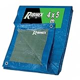 Ribimex Telo di Protezione Leggero Impermeabile 4x5 m in Polietilene, Occhielli in Alluminio, Resistente agli Agenti Atmosferici, Ideale per Uso Domestico e Campeggio - PRB06504X05