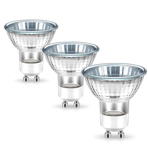 Flaspar GU10 Bombilla Halogena 35W Regulable, 2800K Blanco Cálido, 230V 450LM, Bombilla GU10 120° Focos Halógenos Empotrados para Luz de Exhibición, Luz de Armario, paquete de 3