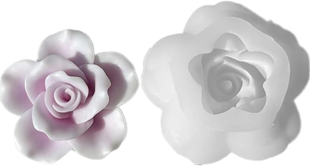 - 1 PCS 3D Rose Flower Silicone Molds Set for Soap Candle Making, Cake Decorating, Chocolate Candy Pastry Dessert, Bloom Fondant Molds