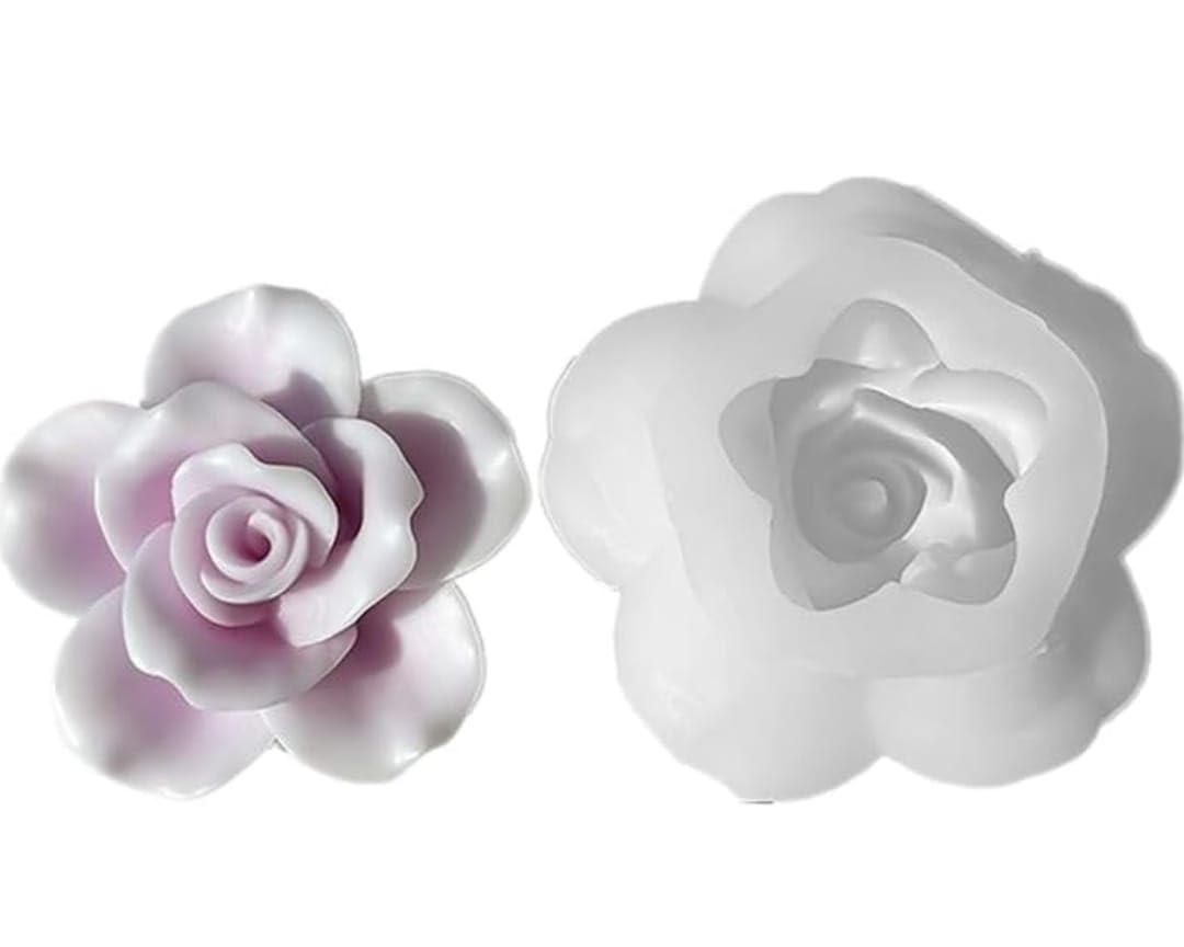 - 1 PCS 3D Rose Flower Silicone Molds Set for Soap Candle Making, Cake Decorating, Chocolate Candy Pastry Dessert, Bloom Fondant Molds