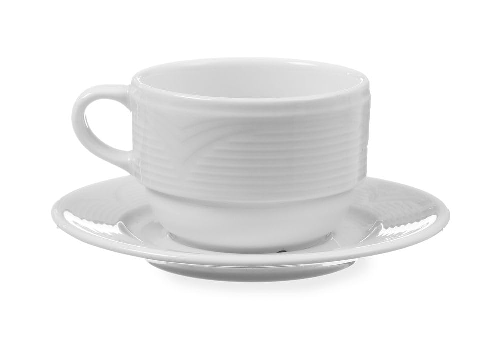 HENDI Platillo para tazas de café, capuchino y tazas de desayuno, ø150mm, con bordes reforzados, porcelana blanca