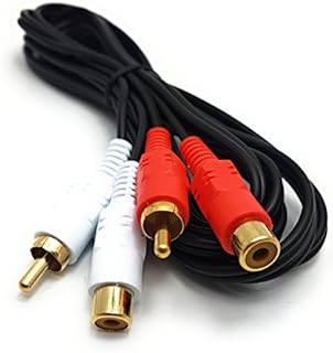 MainCore 2m long 2x RCA Male to 2x RCA Female Sockets EXTENSION Stereo Audio Cable