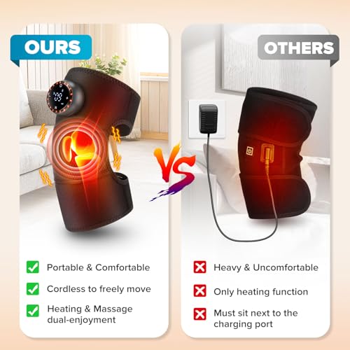 MOAJAZA Knee Massager, Heated Knee Brace Wrap with Vibration, Heating Pad with 5 Adjustable Intensity and Temperature for Knee/Elbow/Shoulder Relax, Arthritis/Joint Stiff/Muscle Strain - Image 4
