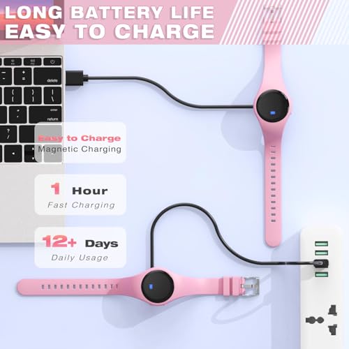 Image of Kids Led Fitness Tracker Wristwatch, Digital Step Counter Watch, Waterproof Pedometer Watch, Calendar Alarm Clock for Children Boys Girls (Pink)