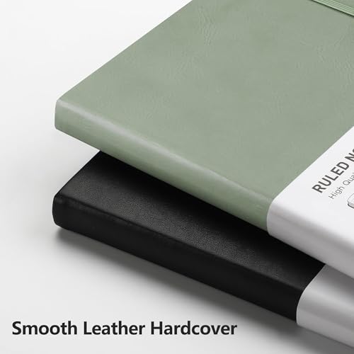 Image of RETTACY Lined Journal Notebook, 192 Numbered Pages, A5 Size (5.7'' x 8.3'') | Leather Hardcover, 100 GSM Thick Paper, for Men & Women, Journaling, Writing, Work & Office (Sage Green)