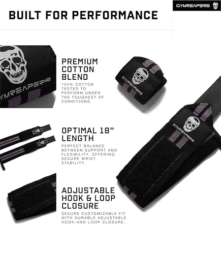 Image of Gymreapers Weightlifting Wrist Wraps (IPF Approved) Professional Quality Wrist Support with Heavy Duty Thumb Loop - Best Wrap for Powerlifting Competition, Strength Training, Bodybuilding