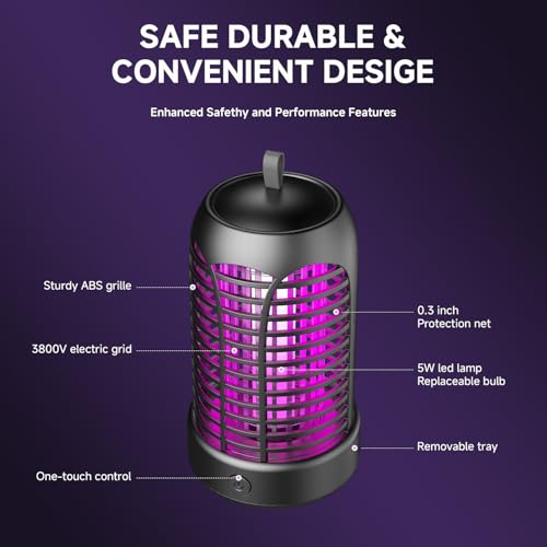 Insektenvernichter Elektrisch, 4500V Elektrischer Mückenlampe mit 20W UV & 9W LED Licht Wirksam Reduzieren Fliegender Insekten für Küche Garten