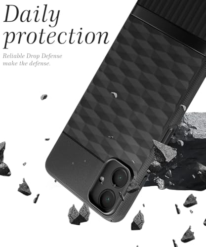 Image of WOW IMAGINE Back Cover for Samsung Galaxy A06 with Hexa Cube Design | Ultra Slim Soft Rubberised Case | Inner Velvet Fabric | Matte Silicone Flexible Mobile Case | Camera Protection - Black