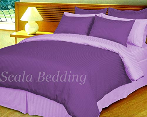 Funda de edredón de algodón egipcio de 600 hilos reversible morada para cama individual