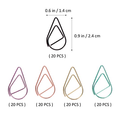 NUOLUX 100pcs Small Metal Paper Clips Bookmarks Waterdrop Shaped